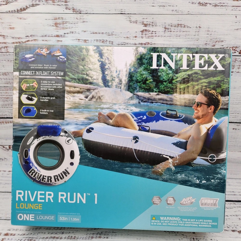 NEW River Run 1 Lounge Raft 53" Inflatable Connect & Float Cup Holder Handle