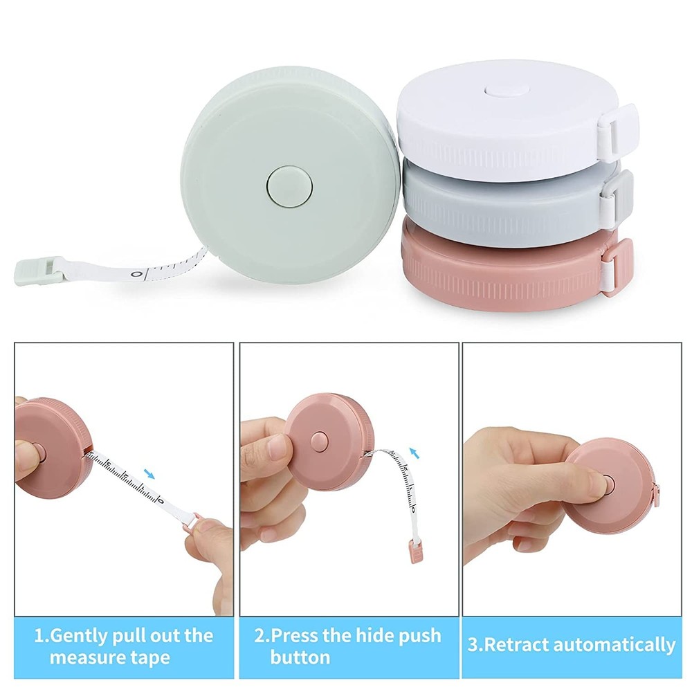 12 Pack Soft Retractable Measuring Tape Double-Scale 12 (multicolor)