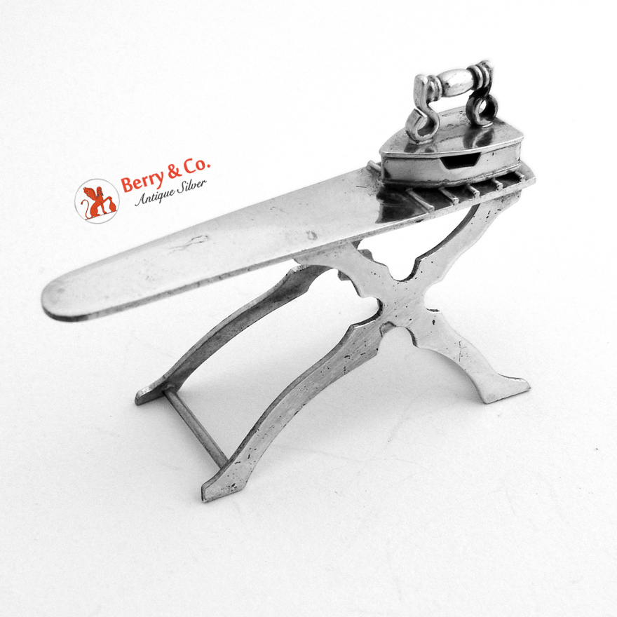 Dutch Miniature Ironing Board With Iron Sterling Silver 1920