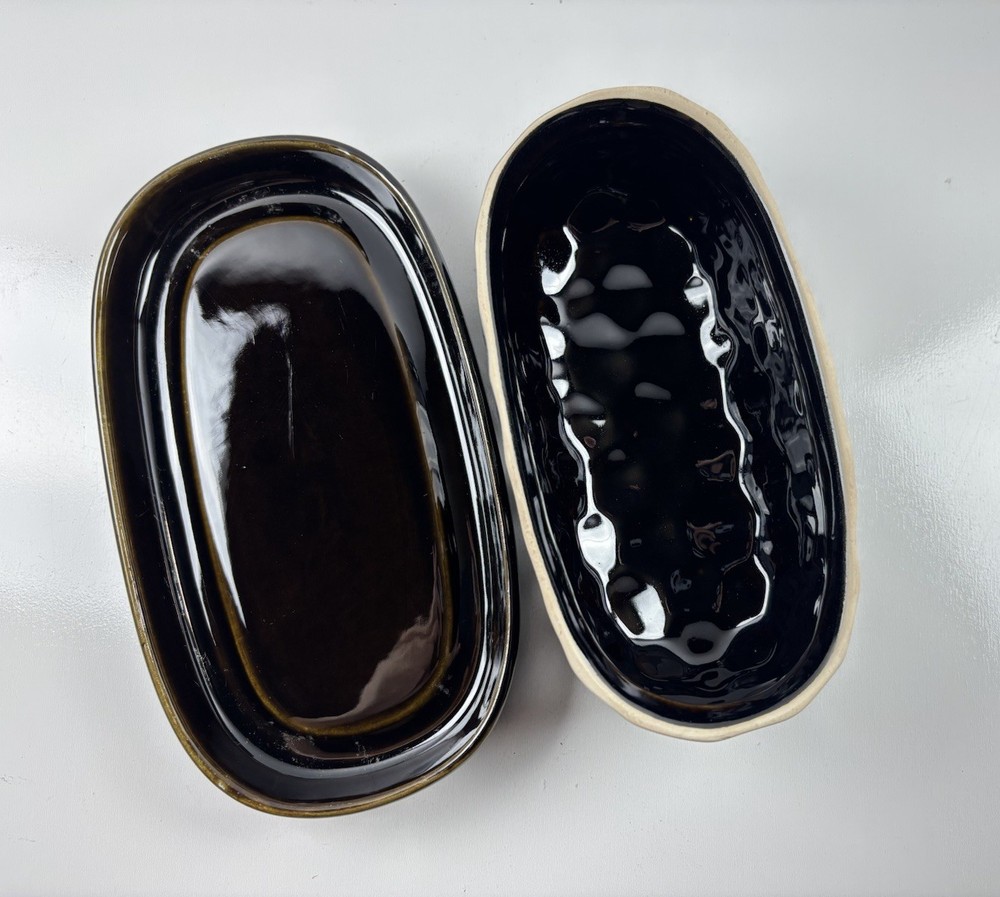 Sango 4711 Butter Dish Continental Black Ceramic 2 Piece