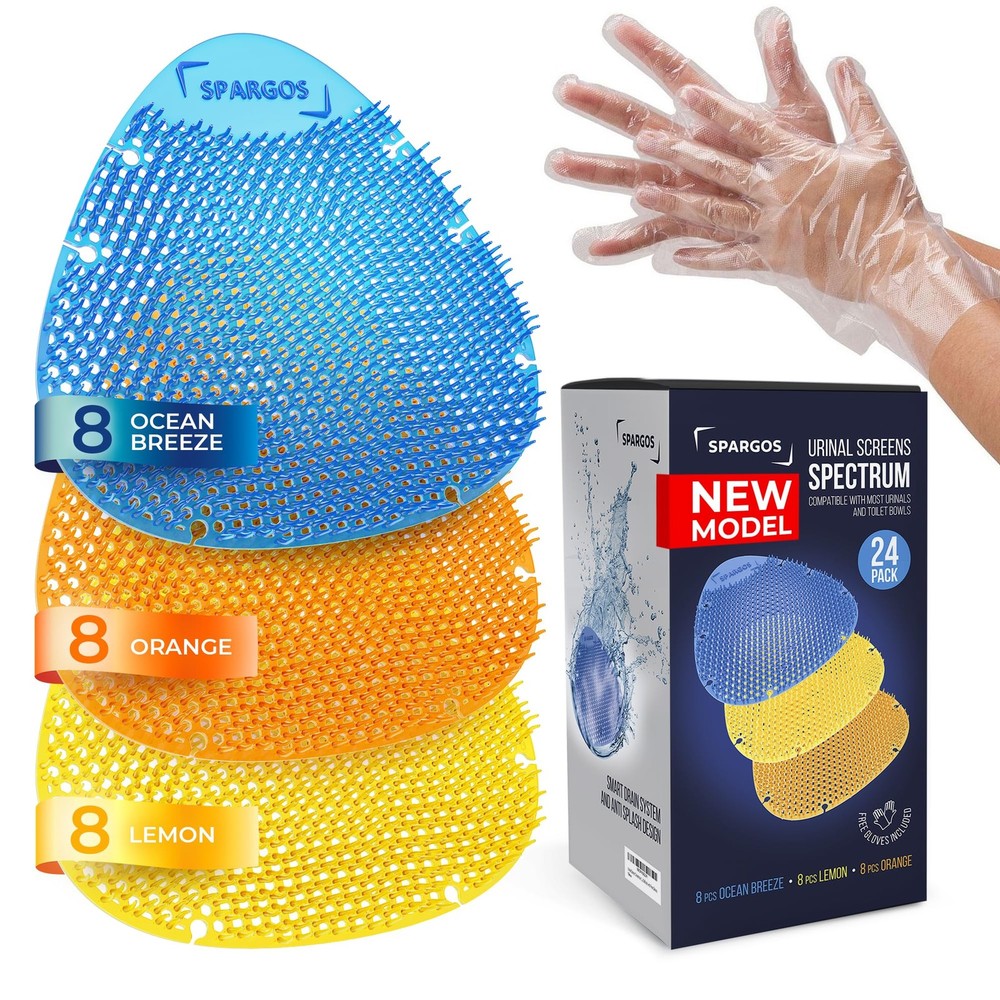 Urinal Screen Deodorizer (24 Pack) 1 Count (Pack of 24), Blue, Orange, Yellow