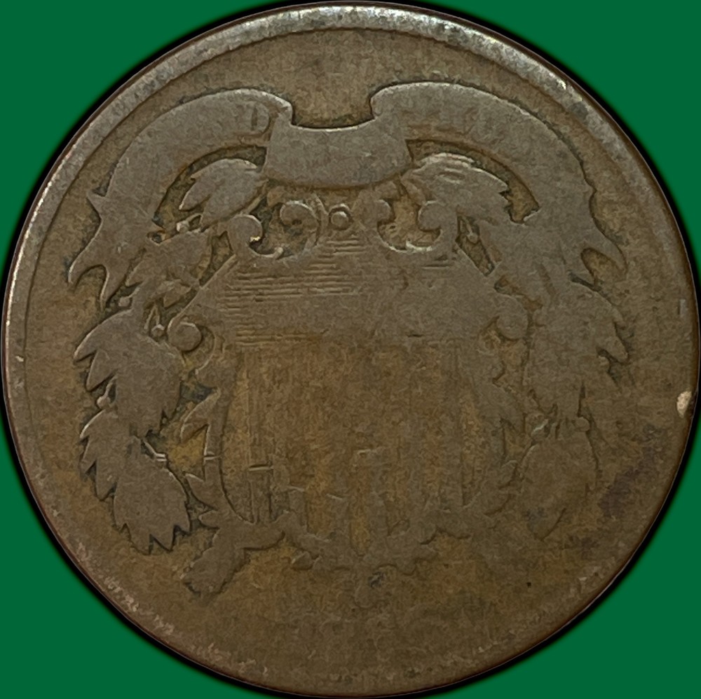 1865 Two Cent Piece Good G Coin #37837
