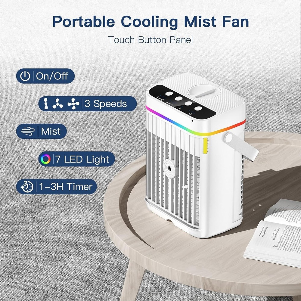 Personal AC Unit - Evaporative Cooling Fan with Adjustable Speeds & Timer