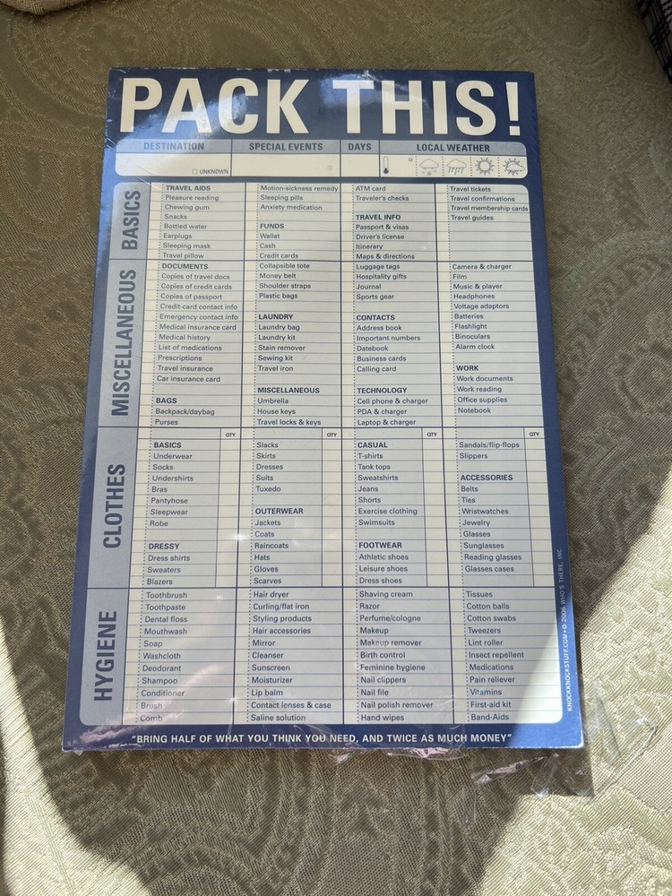 Pack This! Pad by Knock Knock New