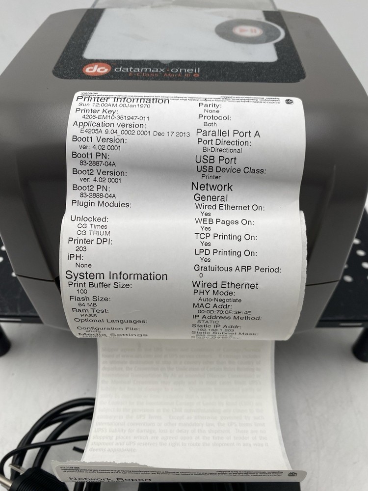 Datamax O'Neil E-Class Mark II E-4205A DT Shipping Label Printer USB Ethernet