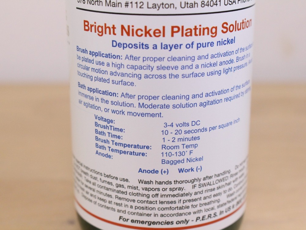 Bright Nickel Plating Solution 250mL by Gold Plating Services
