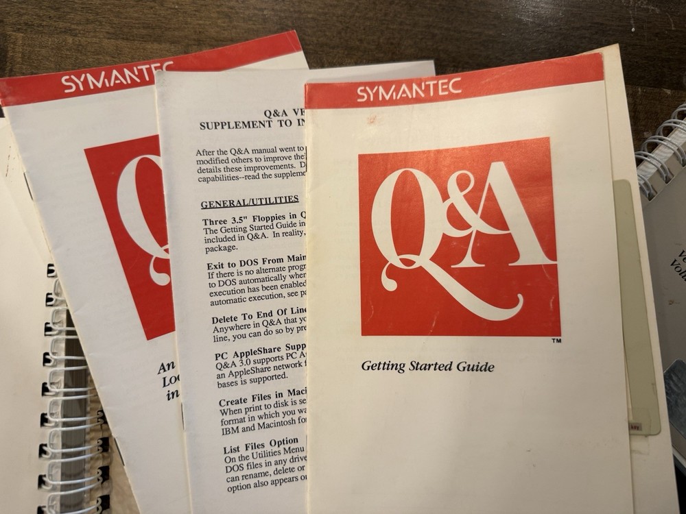 Symantec Q&A Instruction Manual Version 3.0 Volume 1 & 2 Vintage Software Guide