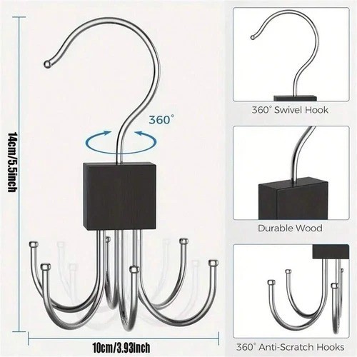 4pc Hanger Belt Organizer Rack Space Saving Closet Rotatable Hooks for Home New