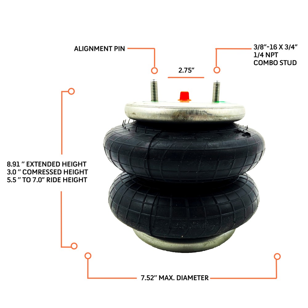 Pair of 6873 Replacement Air Spring Bag for Firestone Kit Replace Firestone 6873
