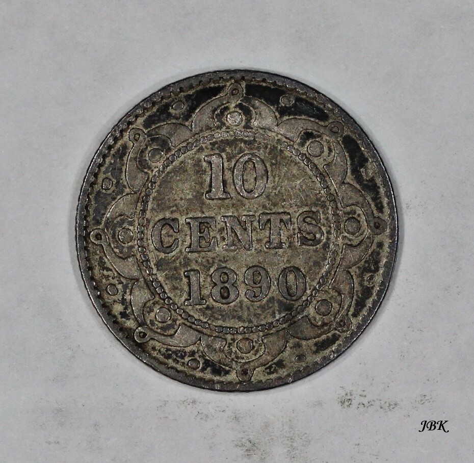 1890 Newfoundland 10 Cent Silver Coin Canada KM#3 Low Mintage