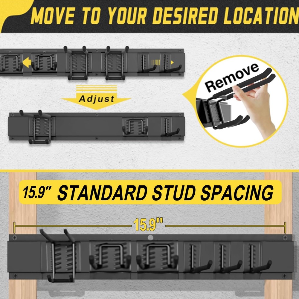 SAMRELAX 64'' Garage Tool Organizer Wall Mount, 18 PCS Adjustable Black