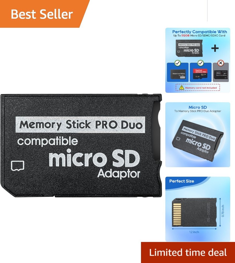 High-Performance PSP Memory Stick Adapter, Micro SD to PRO Duo, Durable Design