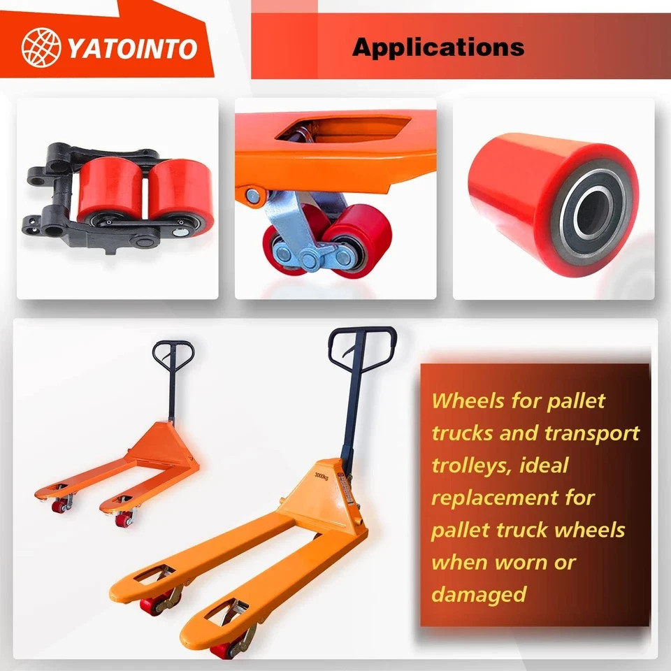 Pallet Jack/Truck Load Wheels Full Set with Axles and Entry Exit Roller 3" x