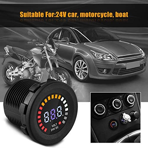 DC 24V LED Panel Voltmeter, Car Voltage Display Motorcycle Volt Meter 24V