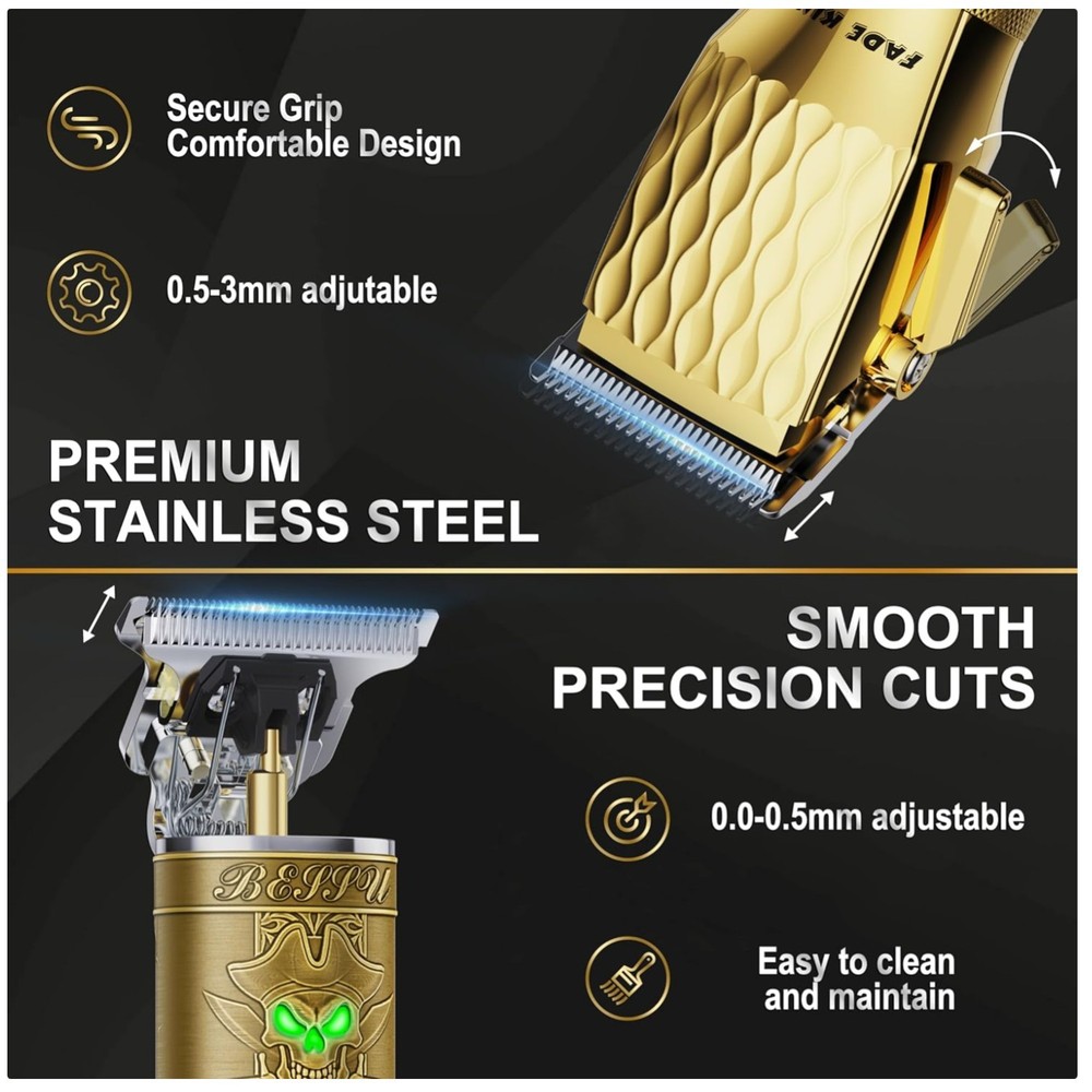 Professional Hair Clippers & Beard Trimmer Set