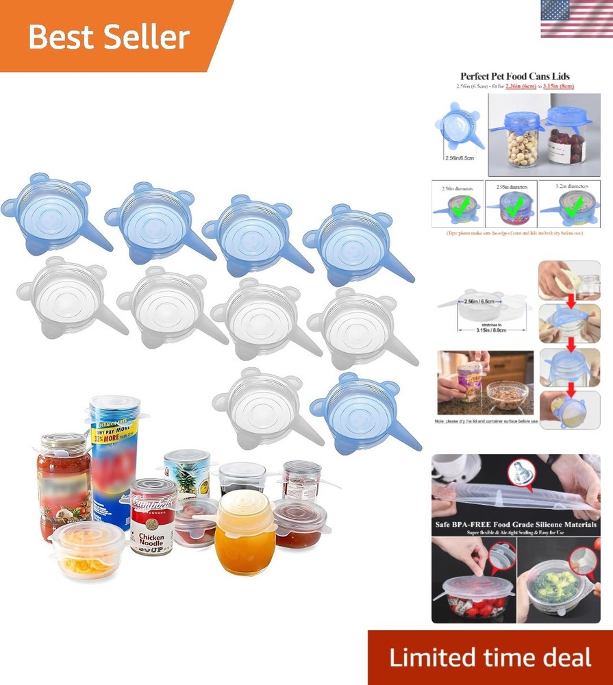 Silicone Can Lids 10 Pack, All 2.6'' Diameter, Reusable Silicone Stretch Lids...