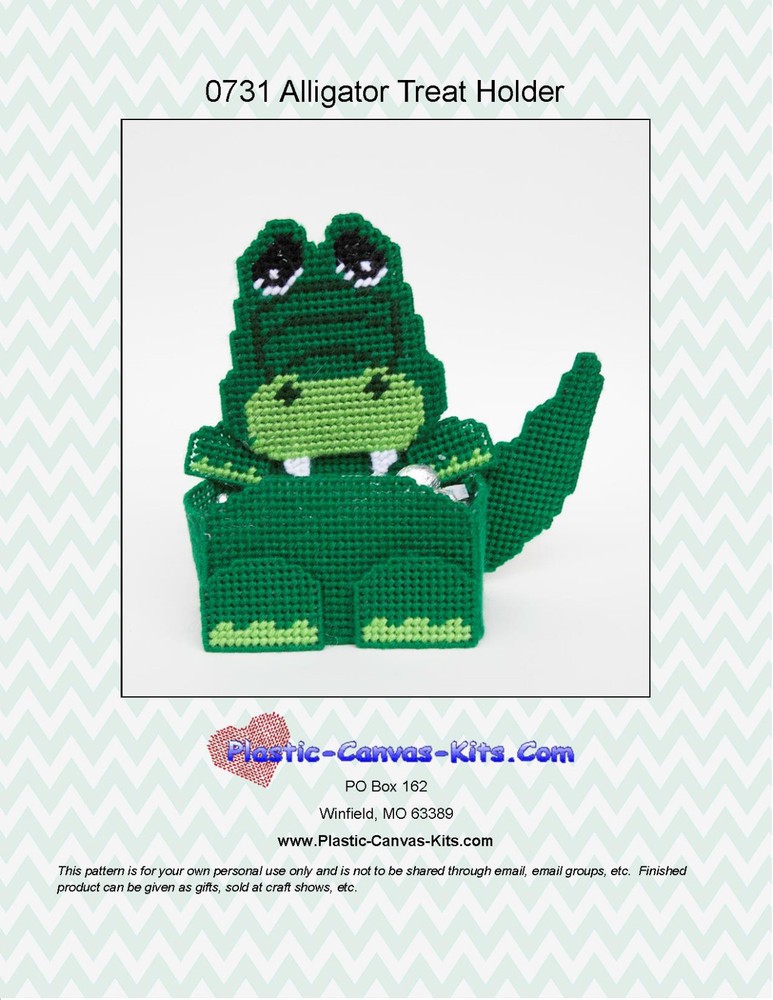 Alligator Treat Holder- Plastic Canvas Pattern or Kit