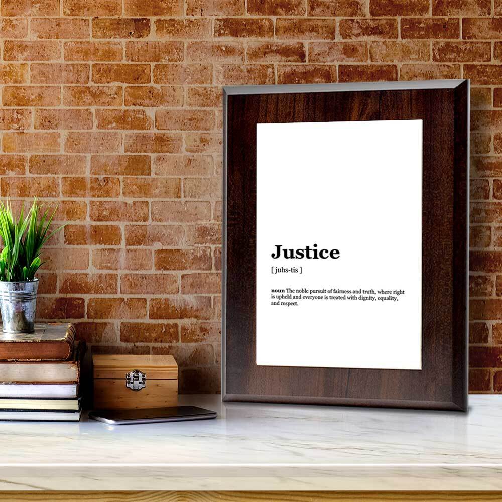 Justice Dictionary Definition Decorative Wall Plaque With Easel Acrylic Stand