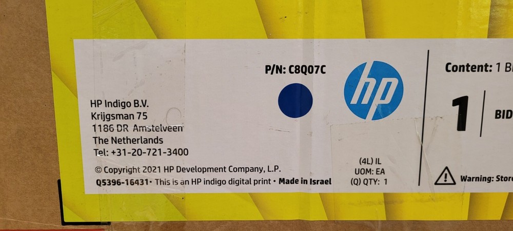 Hp Binary Ink Developer C8Q07C Used Indigo (CORE ONLY, USED, AS IS)