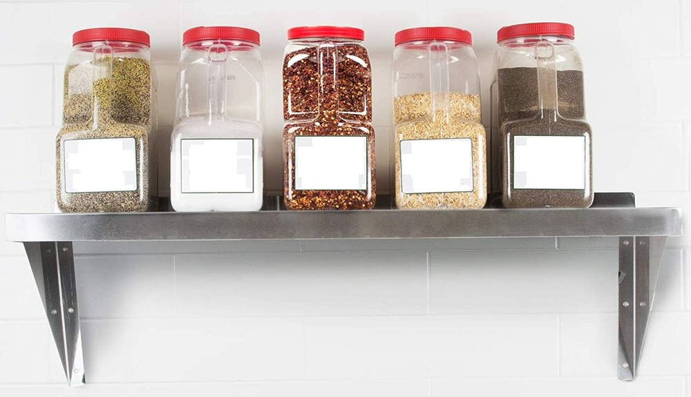 14" Width x 48" Length | Stainless Steel Wall Shelf | Square Edge