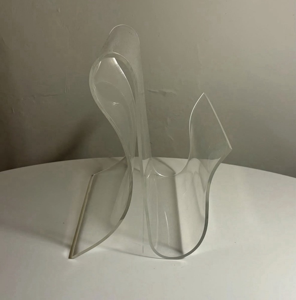 Vintage Sculptural Lucite Magazine Rack