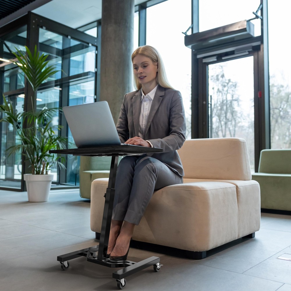 SHW Mobile Height Adjustable Laptop Rolling Standard - 15'' x 25'', Black