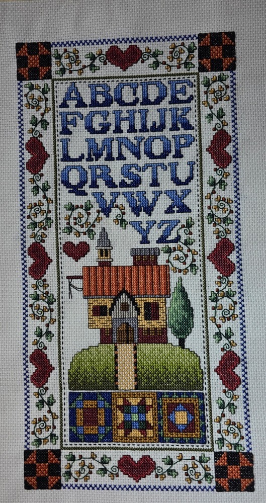 Alphabet Sampler Finished Cross Stitch Piece Unframed