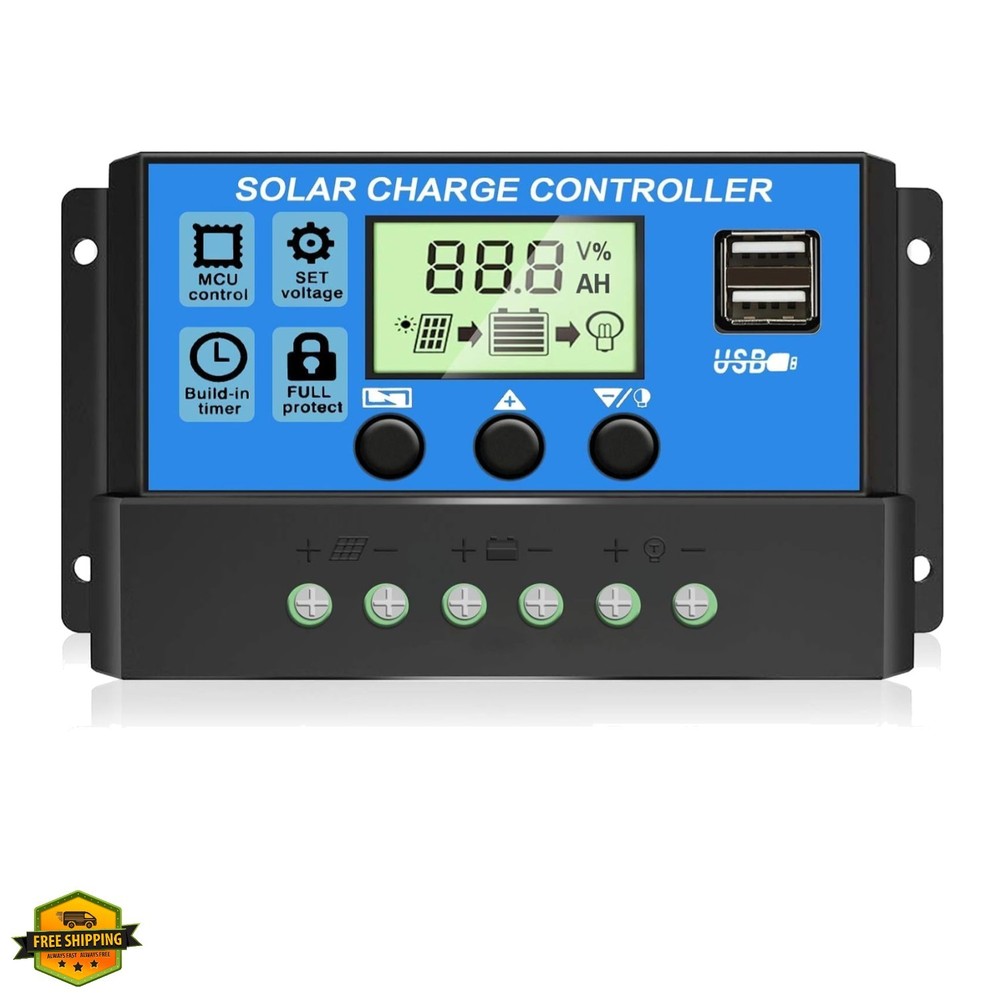 Upgraded] 30A Solar Charge Controller, 12V/ 24V Solar Panel Regulator with Ad...