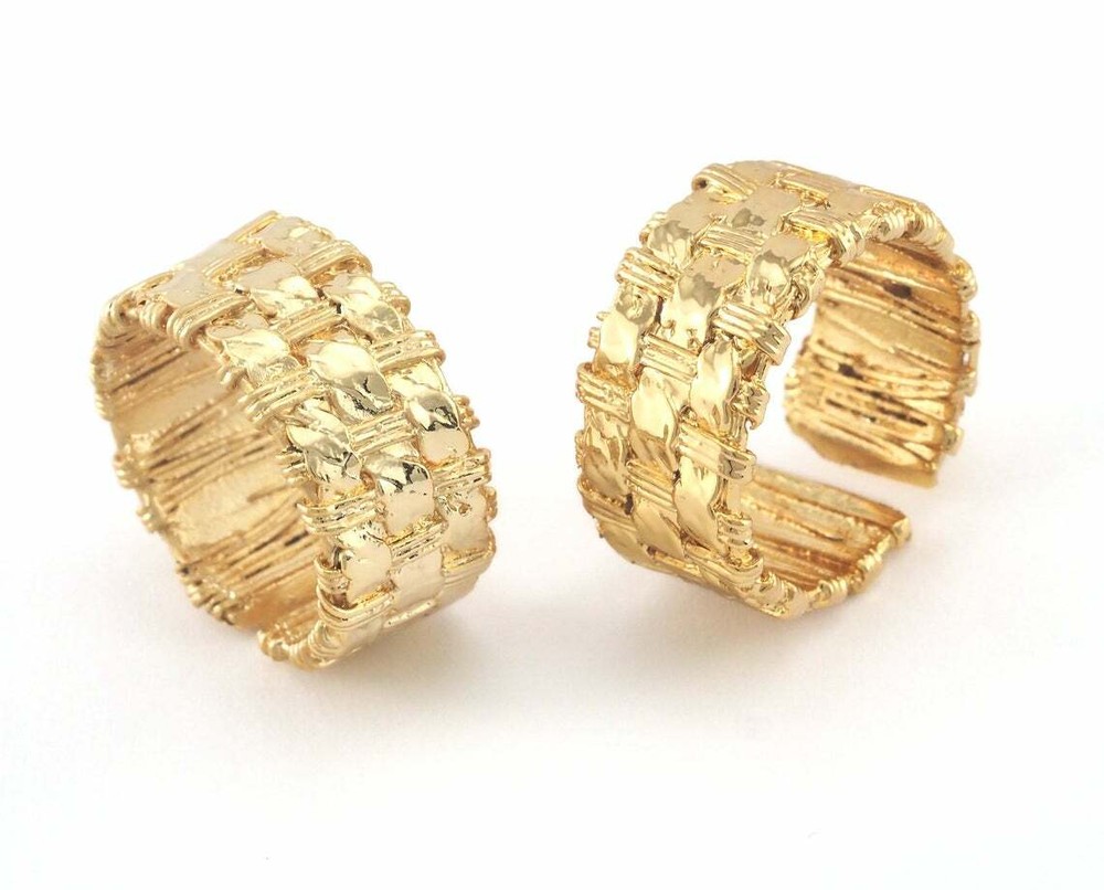 Weave Adjustable Ring Gold plated Brass 17mm 7US inner size - Adjustable OZ3186