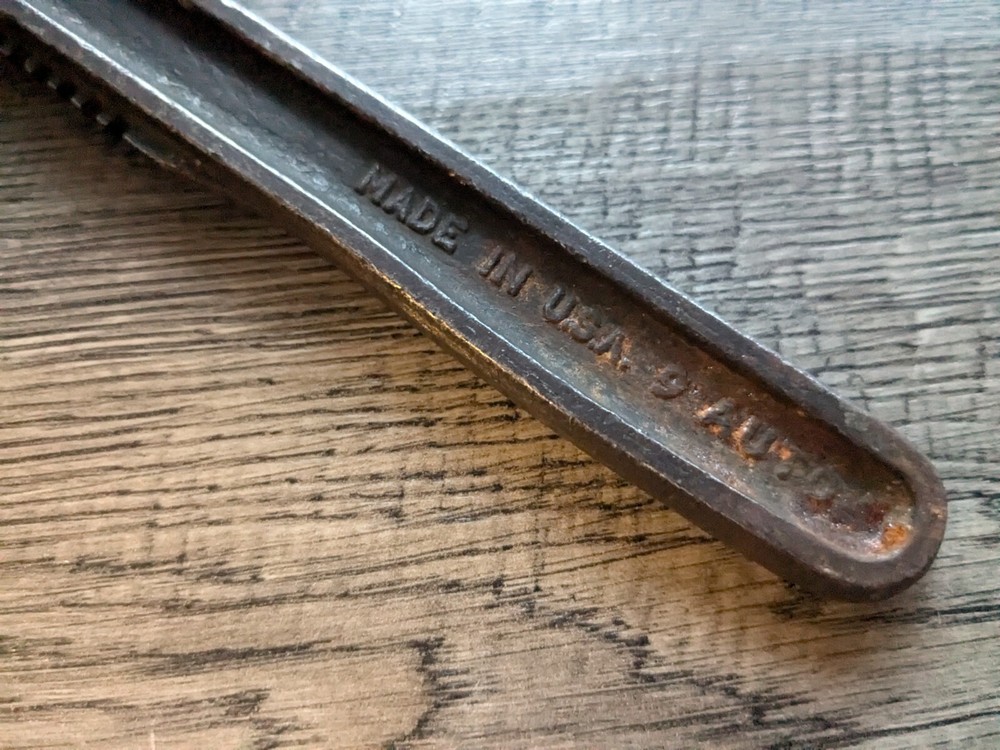 Vintage Pipe Adjustable Wrench #9 AUTO Made in USA