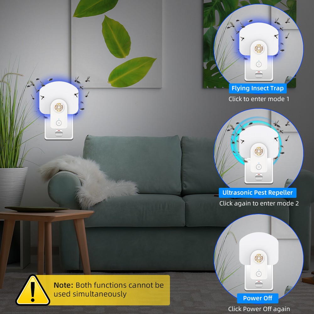 2 White Flying Insect Trap Ultrasonic Pest Repeller