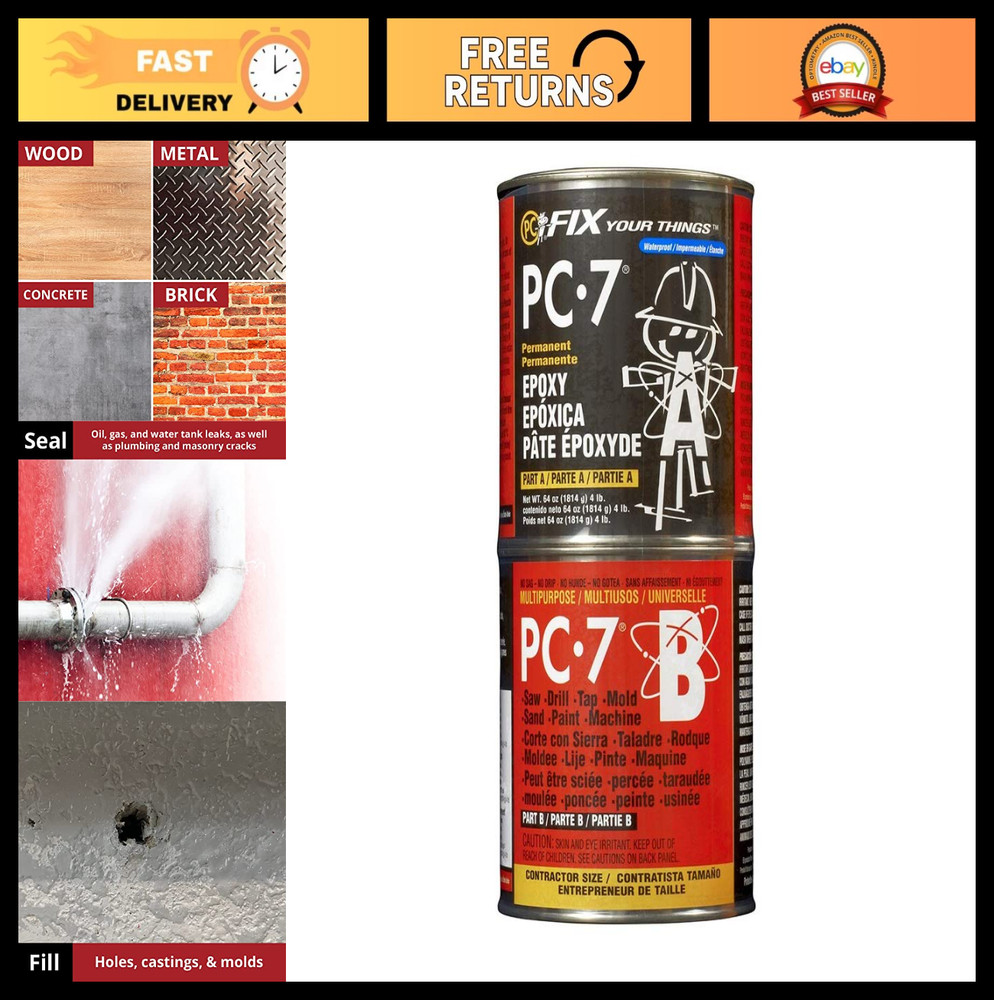 Heavy Duty Epoxy Adhesive Paste, Two-Part, 4 lb (2 Cans), Charcoal Gray, Strong