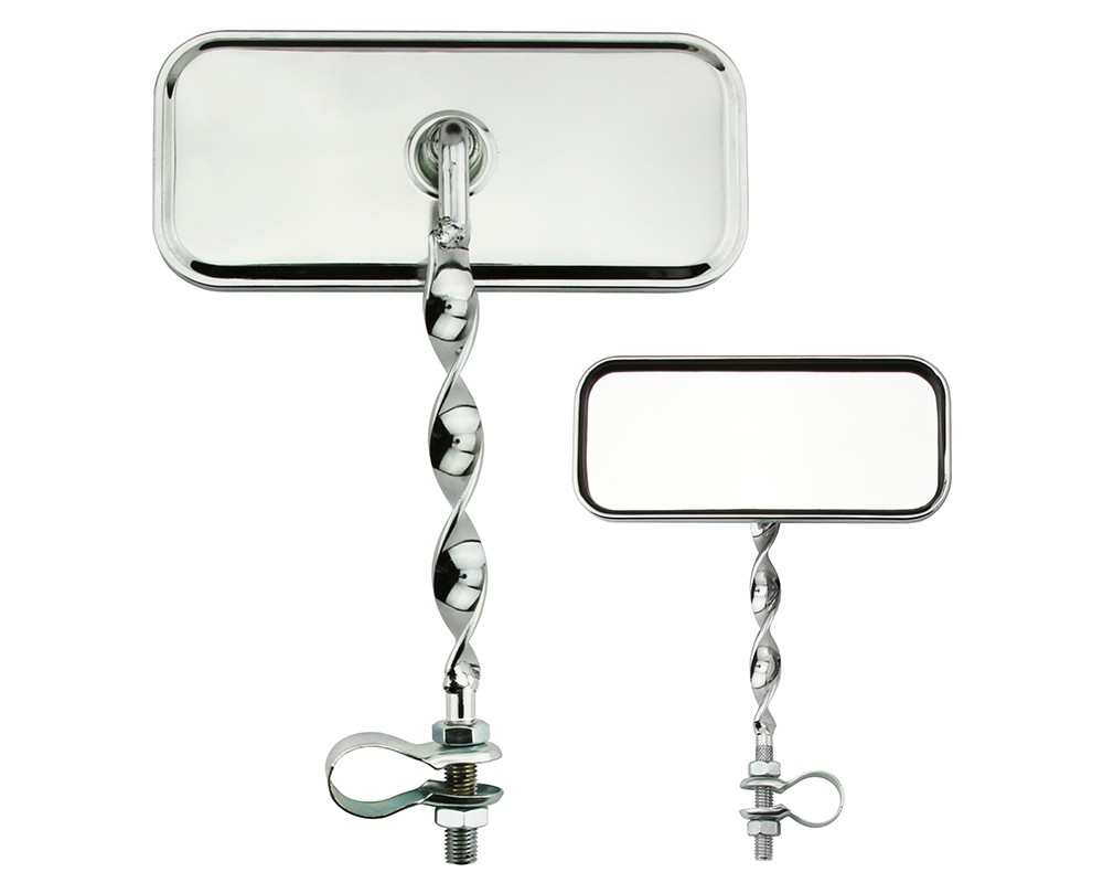 Bike Two Rectangle Flat Twisted Mirror All Chrome.