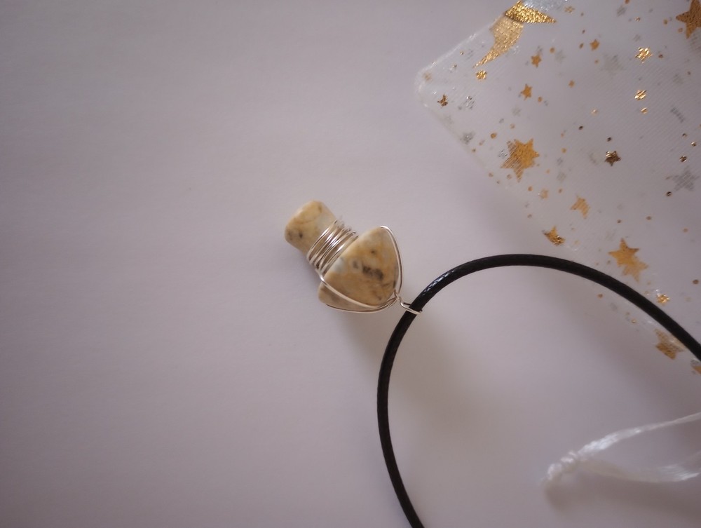 Handmade stone mushroom pendant necklace