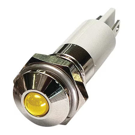 Round Indicator Light, Yellow, 24Vdc,  24M079