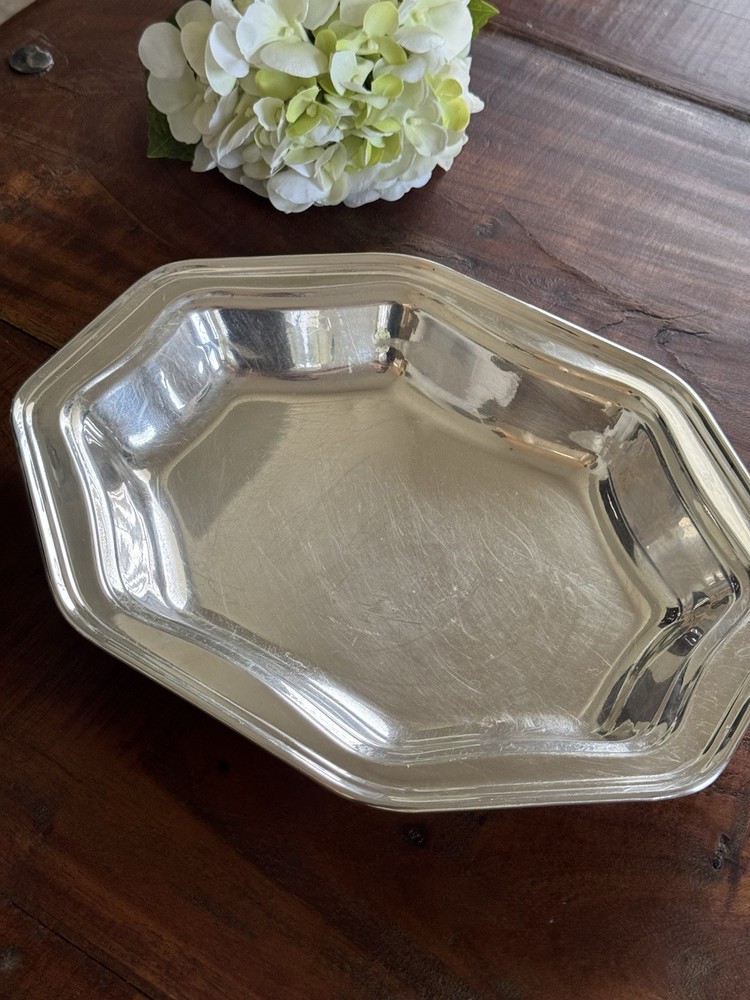 Art Deco Vintage Mcm Silver Plated Serving Tray Dish