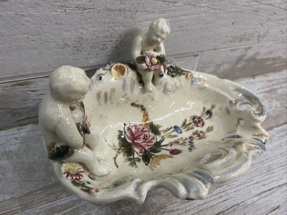 Vintage Cherub Candy Succulent Dish Decorative Flowers