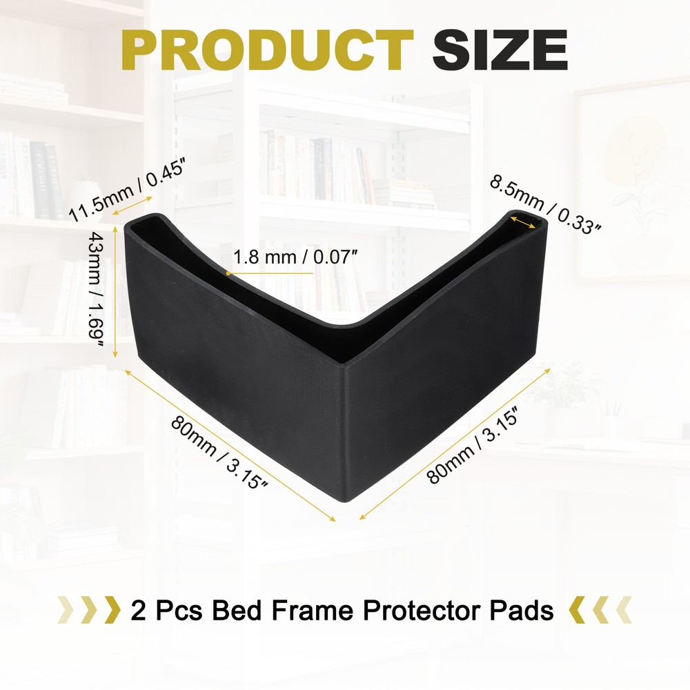 2Pcs 3-1/8" Bed Frame End Cap, Angle Iron Foot Pad Leg Protector, Black
