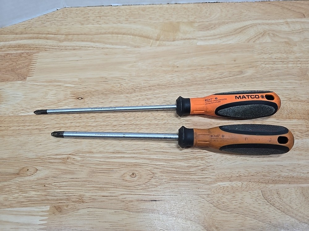 Matco Tools Witte 2pc Phillips Tip Screwdriver Set Orange Handle #2 X 7 - #3 X 6
