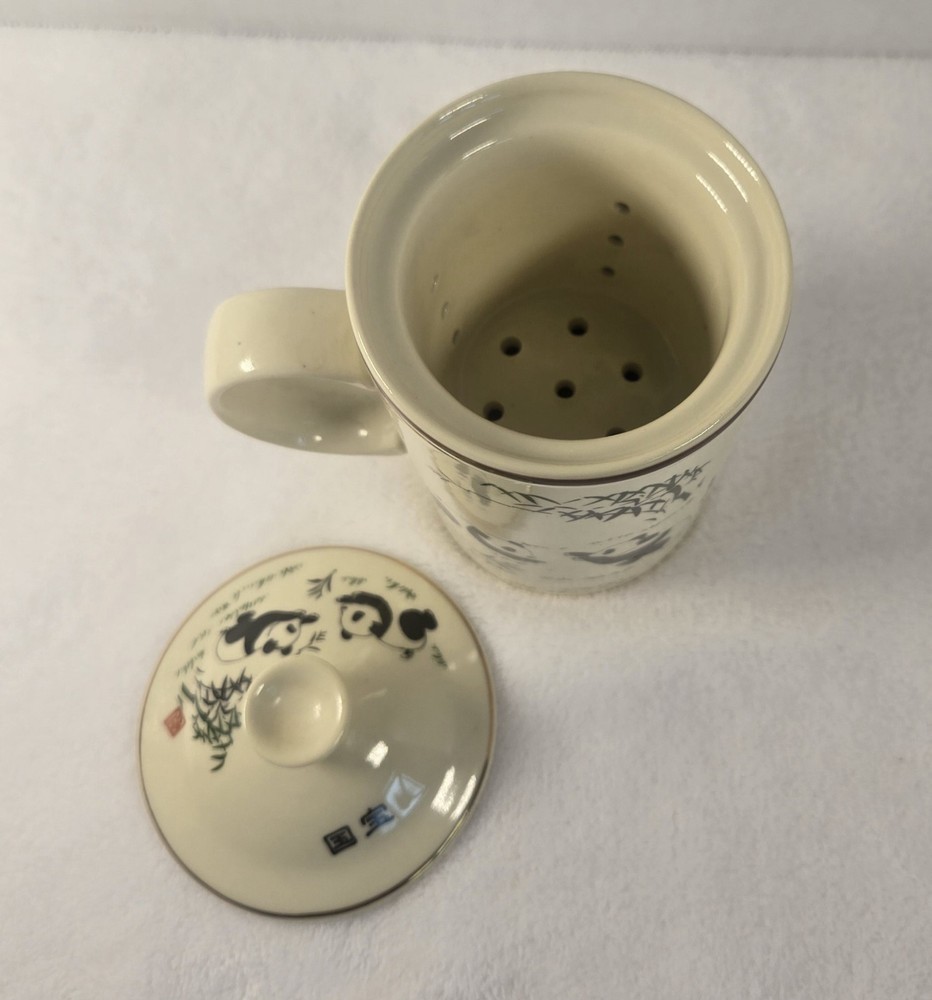World Market Panda Bears Tea Mug & Infuser 3 Pc