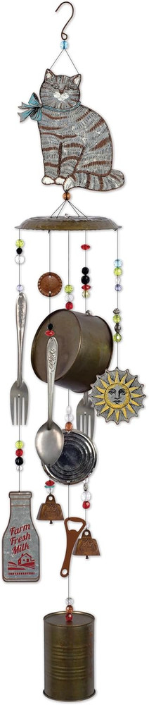 Farm Cat Metal Wind Chime Galvanized
