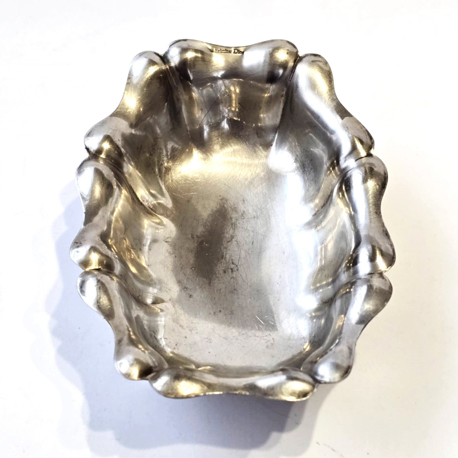 Christian Dior Silver Plated Footed Bowl Vintage Trinket Vanity Dish