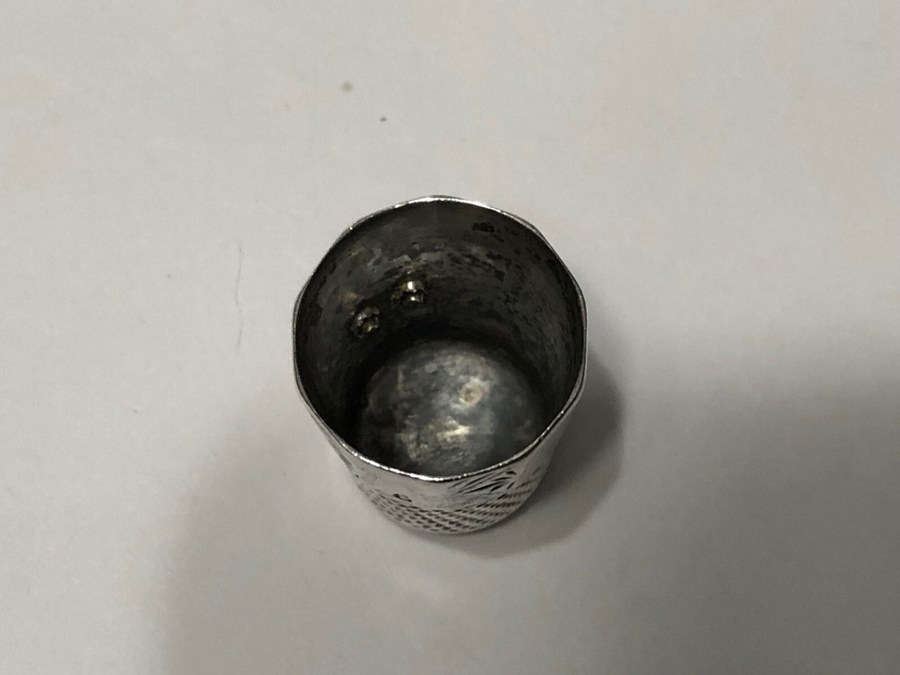 Antique Sterling Silver Thimble Panel Band