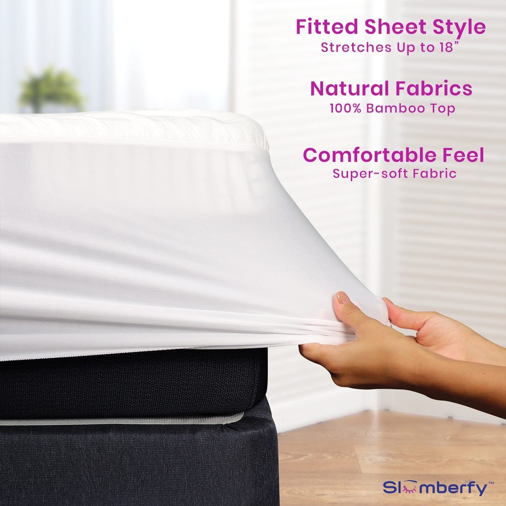 Waterproof Mattress Protector by | Hypoallergenic Bamboo Mattress Protector |...