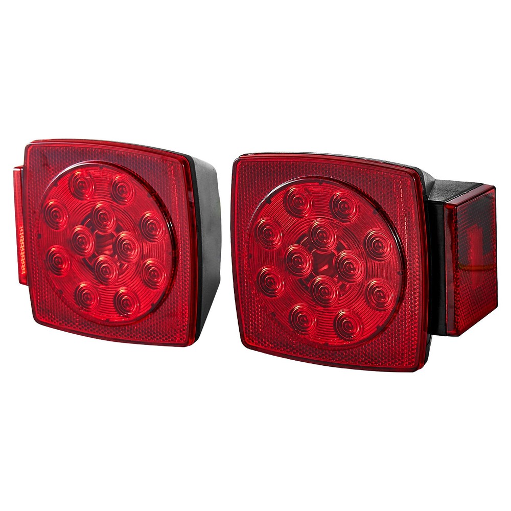 LED Submersible Square Trailer Tail Lights Kit Stop Rear Brake Turn Indicator