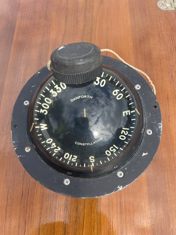 VINTAGE DANFORTH CONSTELLATION BINNACLE MOUNT COMPASS WITH 5" CARD