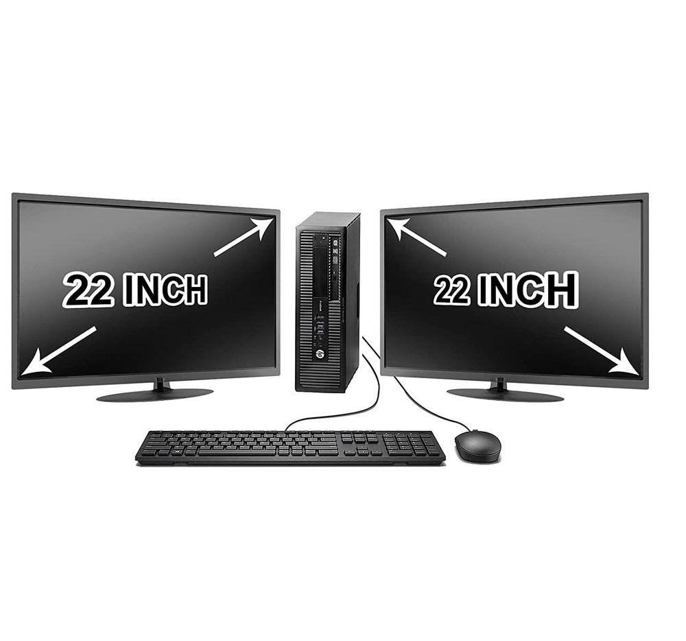 hp Desktop PC Computer Core I5 8GB RAM DUAL 22" LCDs WiFi Windows 10
