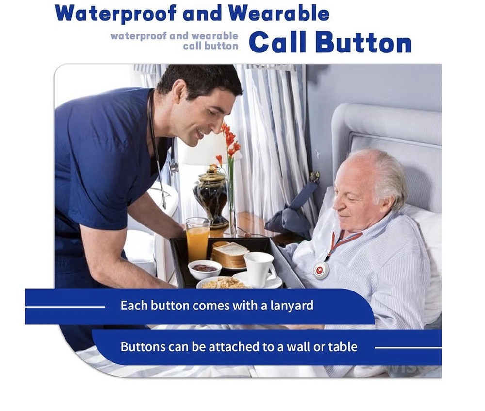 Nurse Call System Wireless Caregiver Pager Call Button 2000Ft Range