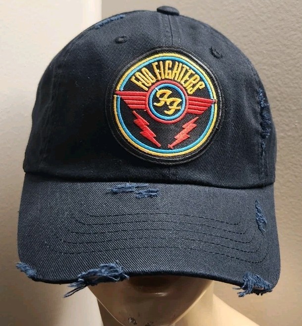 Foo Fighters Hat Low Distressed Adjustable Buckle Black Hat
