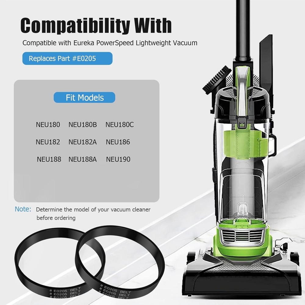 Replacement E0205 Vacuum Belt for Eureka PowerSpeed Lightweight 2-Pack